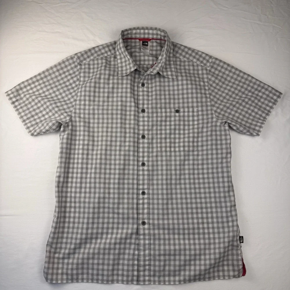 The North Face Shirt Mens Short Sleeve Shirt Hike Camp Outdoor Button Up Plaid L